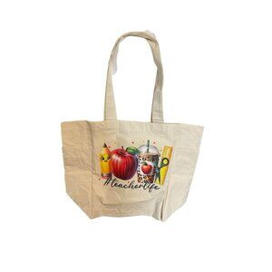 Chalk Couture  Carry‎ All Tote With a Pressed DTF Teacher Life Logo